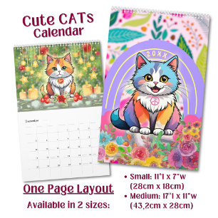 Custom Cute Lovely Kawaii Cartoon Cats Calendar