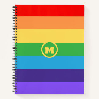 Custom Cute Modern Monogram Rainbow pride lgbt  Notebook