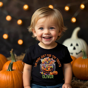 Custom Cute Orange Purple Pumpkin Halloween Treats Toddler T-Shirt