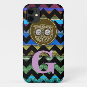 custom cute owl chevron & stripes Case-Mate iPhone case