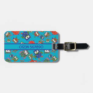 Custom Cute Owls Luggage Tag, Red, Blue, Green Luggage Tag