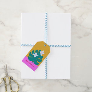 Custom cute palm name birthday modern floral tag