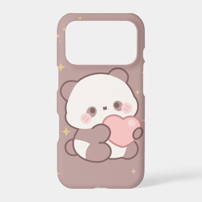 Custom Cute Panda Bear Holding Heart Phone Case (Back)
