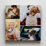 Custom Cute Pet Dog Cat Family Photo Collage Canvas Print<br><div class="desc">Make your own keepsake canvas print with this cute pet or family photo collage wall art. Customise with 4 favourite pictures of your loved ones whether they be dog,  cat,  or or the human kind :)</div>