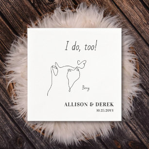 Custom Cute Pet Name Minimalist Cats Pet Wedding  Napkin