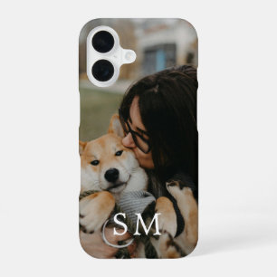 Custom Cute Pet Photo and Monogram Initial iPhone 16 Case