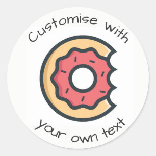 Custom Cute Pink Glazed Doughnut Classic Round Sticker