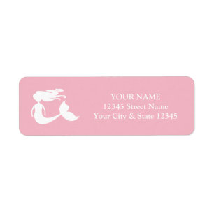 Custom cute pink mermaid return address labels