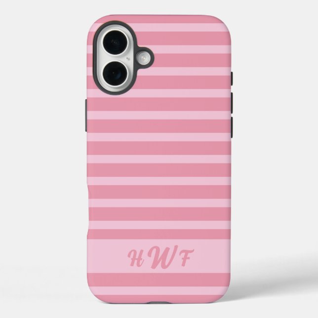 Custom Cute Pink Monochromatic Striped  Case-Mate iPhone Case (Back)