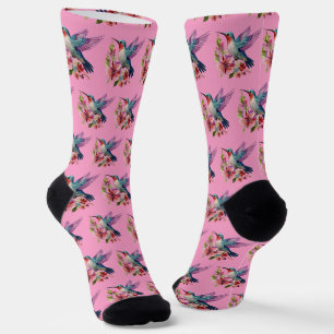 Custom Cute Pink Purple Hummingbird Photo Socks