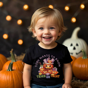 Custom Cute Pumpkin Fun Spooky Halloween Candy Toddler T-Shirt