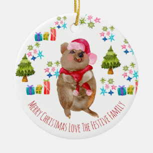 Custom Cute Quokka Christmas Ceramic Tree Decoration