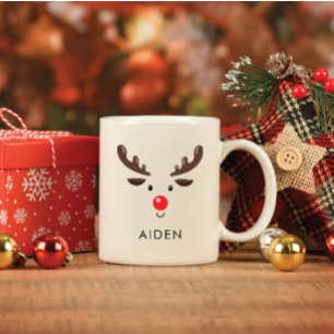 Custom Cute Reindeer Face Classic Mug