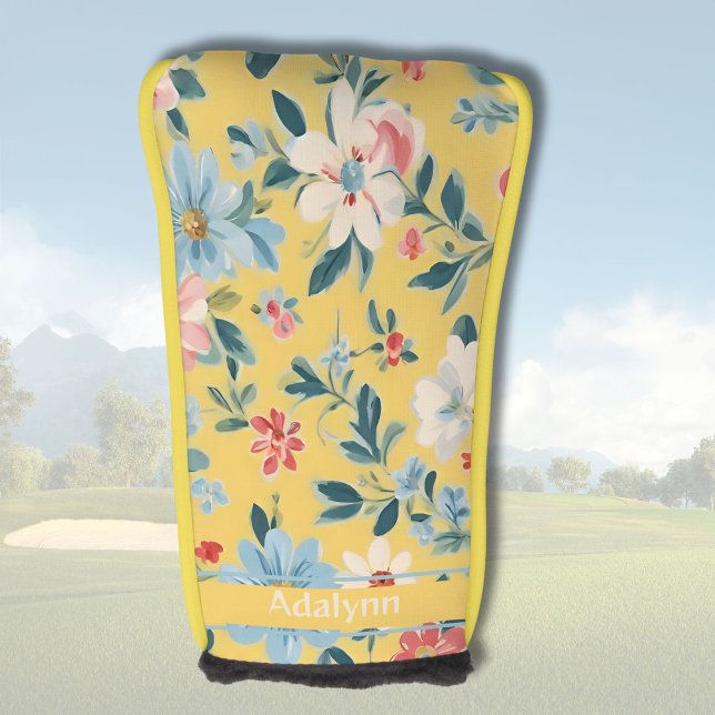 Custom Cute Retro Flower Gifts for Women Golfers Golf Head Cover (Custom Chic Retro Flower Gifts for Women Golfers)