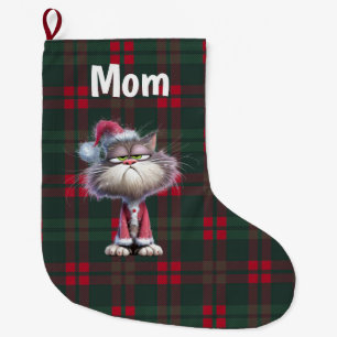 Custom cute santa cat Christmas  Large Christmas Stocking
