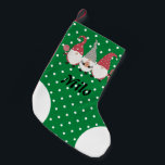 Custom cute Santa green white dots Xmas gift boy Small Christmas Stocking<br><div class="desc">Custom cute Santa green white dots Xmas gift Small Christmas stocking for boys.</div>