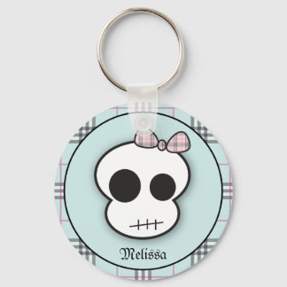 Custom Cute Scary Skull: Teal Key Ring