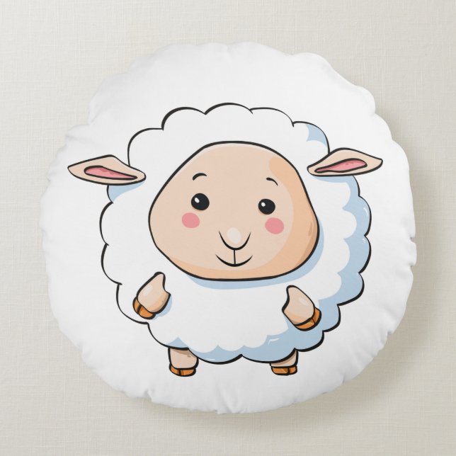 custom cute sheep round cushion (Front)