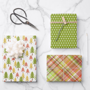 Custom Cute Simple Chic Forest Pine Trees Pattern Wrapping Paper Sheet