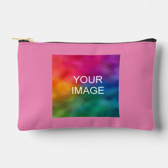 Custom Cute Simple Template Image Photo Pink Small Accessory Pouch (Front)