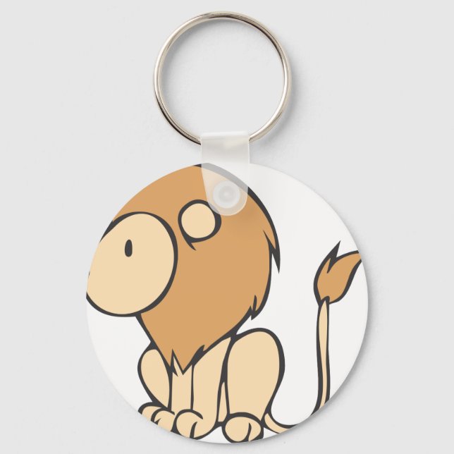 Custom Cute Sitting Baby Lion Cartoon Key Ring (Front)