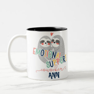 Custom Cute Sloth Emotional Support Coworker Two-Tone Coffee Mug