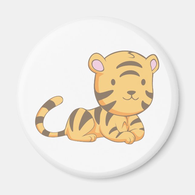 Custom Cute Smiling Cartoon Baby Tiger Cub Magnet (Front)