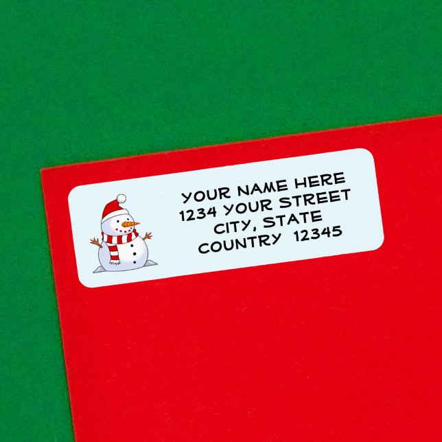 Custom Cute Snowman Red Christmas Address Label (Creator Uploaded)