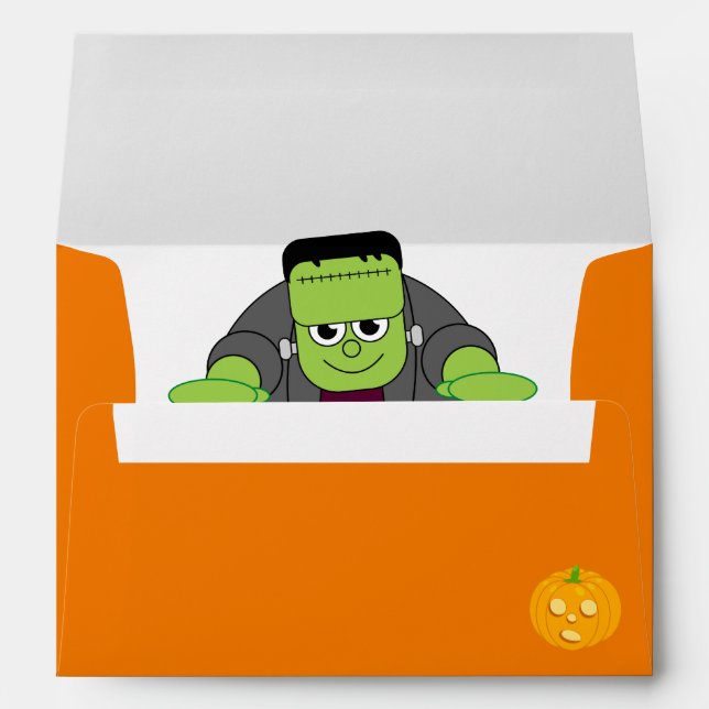 Custom cute spooky Halloween Frankenstein monster: Envelopes (Back (Bottom))