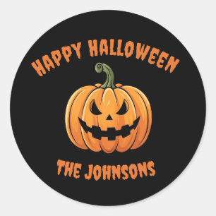 Custom Cute Spooky Pumpkin Happy Halloween Classic Round Sticker