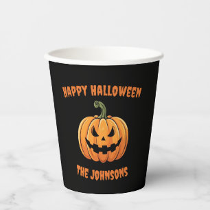 Custom Cute Spooky Pumpkin Happy Halloween Paper Cups