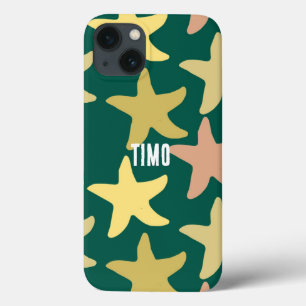 Custom cute starfish green pattern  iPhone 13 case