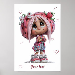 Custom Cute Strawberry Girl Poster
