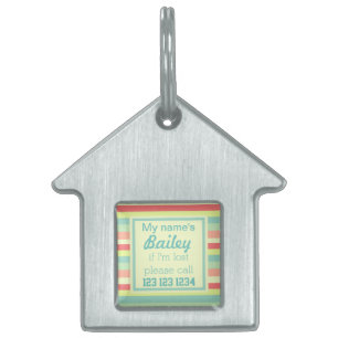 Custom Cute Summer Stripes Pet ID Tag