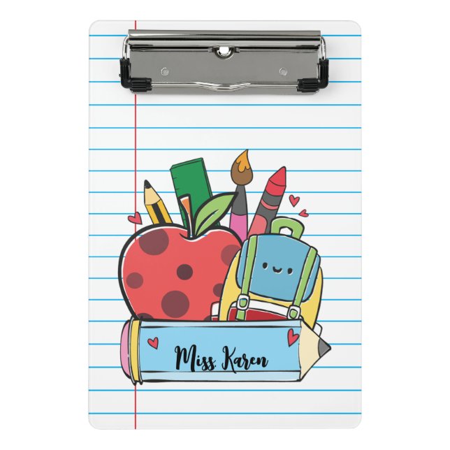 Custom Cute Teacher Gift Classroom Back To School Mini Clipboard (Front)