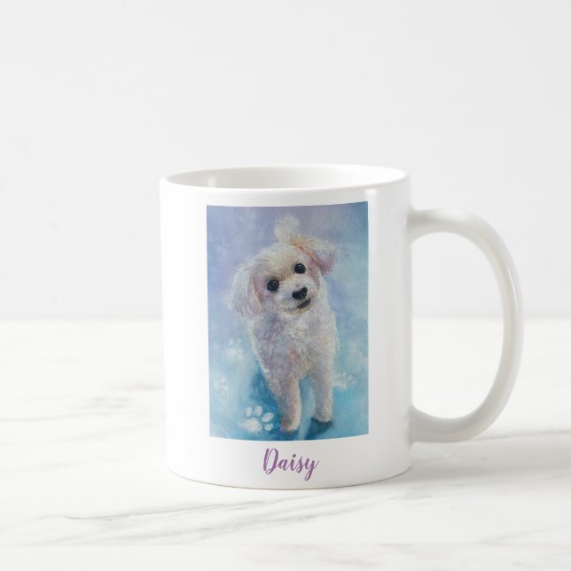 Custom Cute Toy Poodle Watercolor Dog Art Coffee Mug (Right)