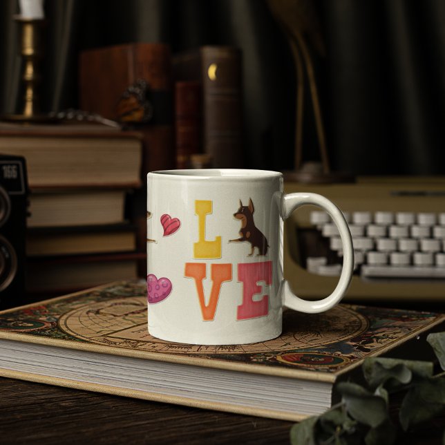 Custom Cute Valentine's Day Doberman Dog Lover Coffee Mug (Creator Uploaded)