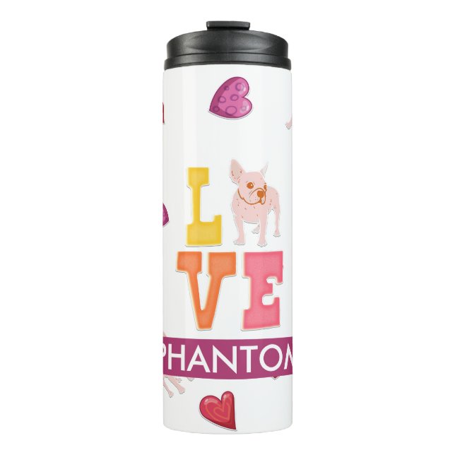 Custom Cute Valentine's Day English Bulldog Dog Thermal Tumbler (Front)