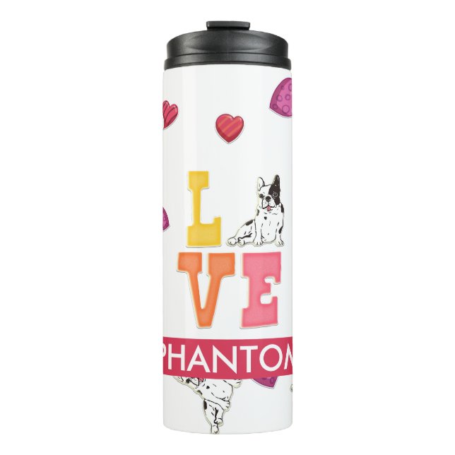 Custom Cute Valentine's Day French Bulldog Dog Thermal Tumbler (Front)