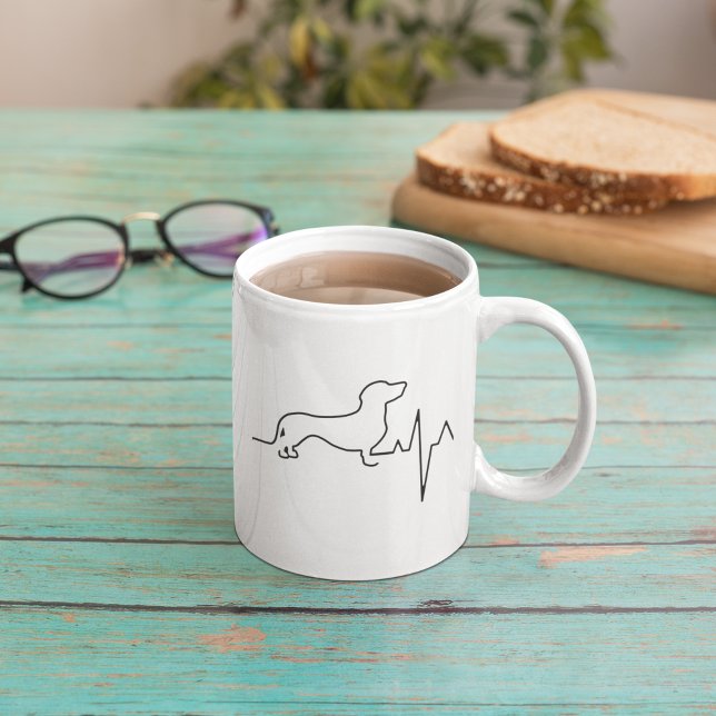 Custom Cute Valentine's Day Theme Heartbeat Dog Coffee Mug (Creator Uploaded)