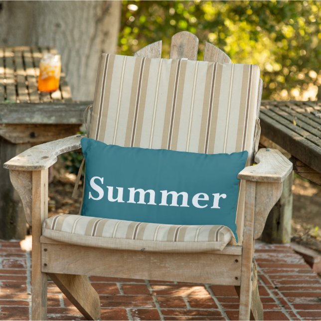 Custom cute vibrant summer background Blue Lumbar Cushion (Chair)