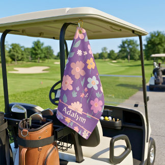 Custom Cute Vintage Floral Gifts for Women Golfers Golf Towel