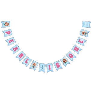 Custom Cute Watercolor Mermaid Sea Birthday Bunting
