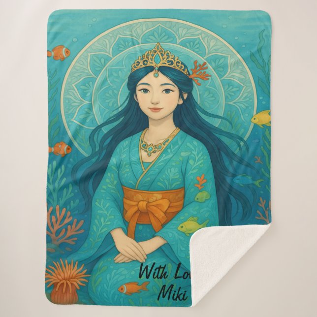 Custom Cute Whismusical Underwater Princess  Sherpa Blanket (Front)