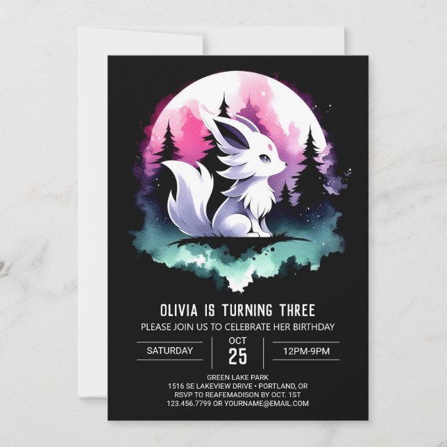 Custom Cute Wolf Birthday Invitation (Front)