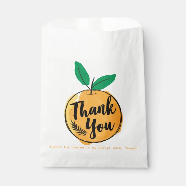 Custom Cutie Orange Thank You Favour Bags (Front)