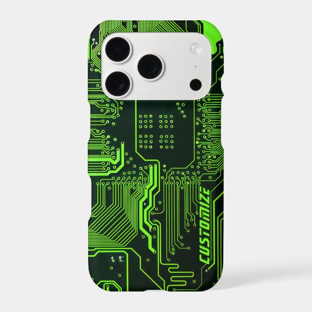 Custom Cyber Green PCB Circuit Board Tech Art (Back)