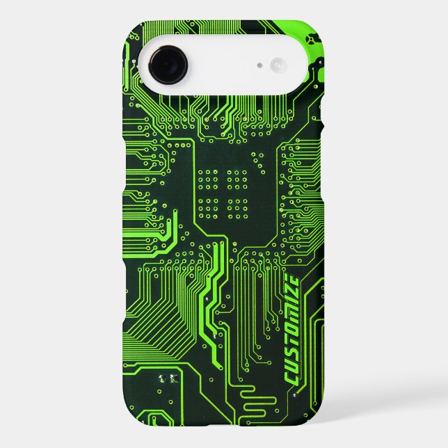 Custom Cyber Green PCB Circuit Board Tech Art (Back)