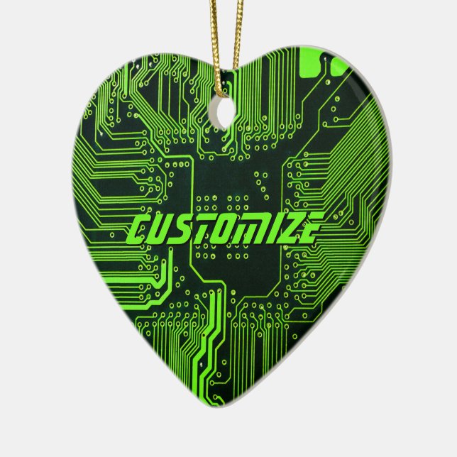 Custom Cyber Green PCB Circuit Board Tech Art Ceramic Tree Decoration (Left)