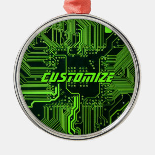 Custom Cyber Green PCB Circuit Board Tech Art Metal Tree Decoration